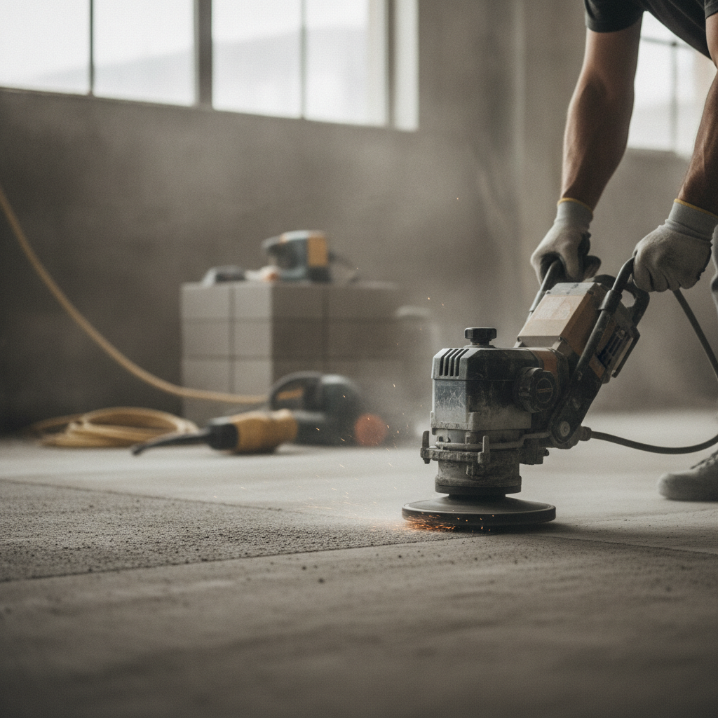 Concrete Grinding no peoples face just hand